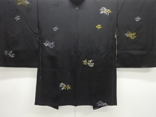 JAPANESE ANTIQUE HAORI / TAISHO ROMAN STYLE / SILK / WOVEN SCENERY OF TREES